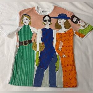 ZARA AIl Over Graphic Print Girl Pop Art T-Shirt Women’s Size S